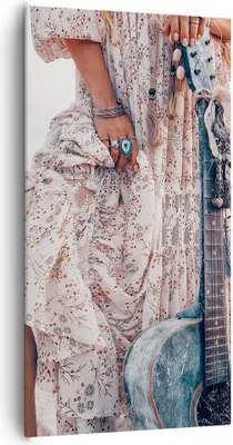 Produktbild von Bild auf Leinwand - Leinwandbild - Einteilig - Frau Kleid Gitarre - 65x120cm - Wand Bild - Wanddeko - Wandbilder - Leinwanddruck - Bilder - Wanddekoration - Leinwand bilder - Wandbild - PA65x120-4685