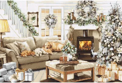 Produktbild von Luca-S Kreuzstich Set "Träume von weißen Weihnachten", Zählmuster, 50x34cm