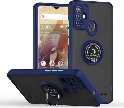 Produktbild von ZTE Blade A52 Hülle, Ring Halter Ständer Matte Transluzent TPU Rahmen Stoßfest Schutzhülle für ZTE Blade A52 Blau
