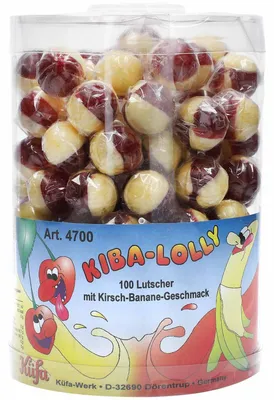 Immagine prodotto di Küfa Kiba Lolly al gusto di ciliegia e banana 100 pezzi 1800g