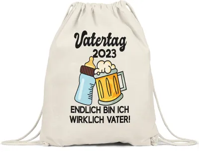 Produktbild von Vatertag 2023 Tasse  Papa Geschenk Lustig Spruch Herrentag Endlich bin ich wirklich Vater Turnbeutel Gymsack