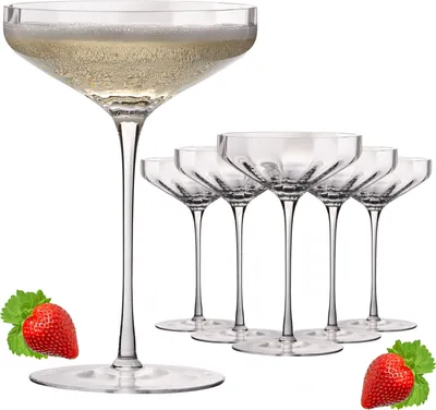 Produktbild von IMPERIAL große Sektschalen gewellt 320ml Sektgläser Set 6-Teilig "Cali" Champagnergläser aus Crystalline Glas Handmade