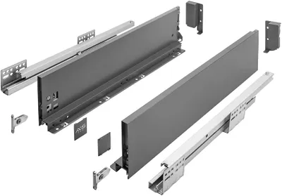 Produktbild von GTV Schubladensystem AXIS PRO, Schubkastengarnitur mit Vollauszug, Anthrazit, Belastbarkeit bis 40 kg, Push to Open mit Synchronisation, den Freien Zugang, Breite: 450 mm, Höhe: 120 mm