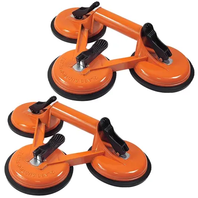 Produktbild von 2× Aluminium Saugheber mit 3 Saugnäpfen,Glasheber Vakuumheber bis 150 kg, Glassauger für Glas, Fliesen, Metall