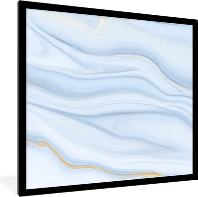 Produktbild von MuchoWow® Gerahmtes Poster Marmor - Welle - Blau - Muster - Marmoroptik - Pastell 40x40 cm - Poster mit Schwarzem Bilderrahmen Wandposter Rahmen Foto Bilder - Mit Rahmen - Wanddekoration Schlafzimmer