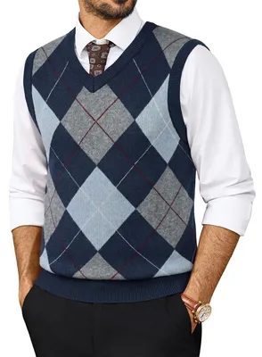 Productafbeelding van Heren V-Hals Mouwloos Gebreid Vest - Donkerblauw