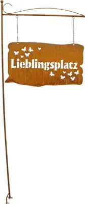 Produktbild von Gartenstecker Lieblingsplatz Schild Metall B45cm L110cm rost Deko Beetstecker