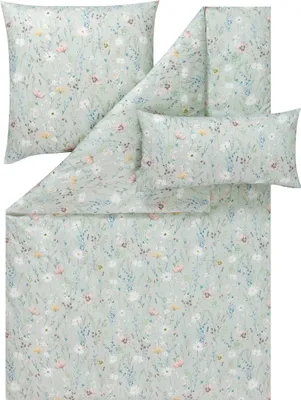 Produktbild von Estella Ateliers Bettwäsche-Garnitur-Mako-Satin Celeste  Farbe grün Größe 135x200+80x80+40x80