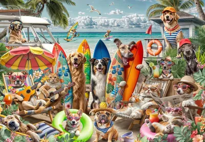 Produktbild von BLUEBIRD Puzzle Hunde und Katzen auf einer Gastropode 2000 dlc