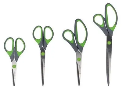 Produktbild von Q-CONNECT Softgrip-Büroschere, 17,5 cm, grau/grün, ergonomischer Griff