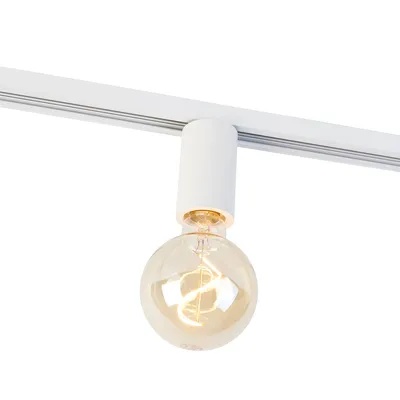 Produktbild von QAZQA - Modern E27 Fassung mit Schienenaufhängung für 1-Phasenschiene weiß - Iconic Jeana I Wohnzimmer I Schlafzimmer - Aluminium Zylinder - LED geeignet E27