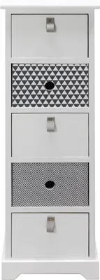 Immagine prodotto di Cassettiera Rebecca Mobili con 5 cassetti in legno bianco e grigio con stampe