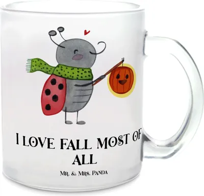 Produktbild von Mr. & Mrs. Panda Tee Tasse Smörle Laterne - Transparent - Geschenk, Marienkäfer, Häferl, Teetasse, aus Glas, getränkebecher, Herbst, Pott, Martinssingen
