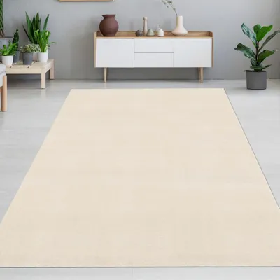 Immagine prodotto di Tappeto da salotto in tinta unita, lavabile, di facile manutenzione e resistente, color beige - Dimensioni: 80 x 300 cm