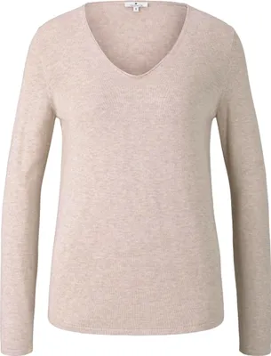 Image de Basic Stretch Long Sleeve V-Neck Thin Knit Sweater | XL