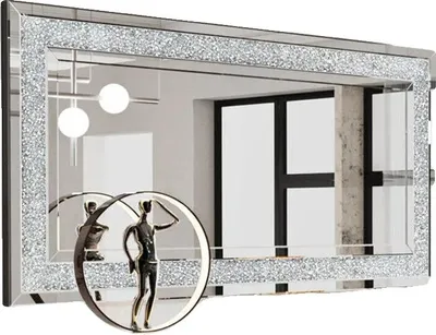 Zdjęcie produktu dla Lustro ścienne, elegancki design, duże wymiary, srebrne