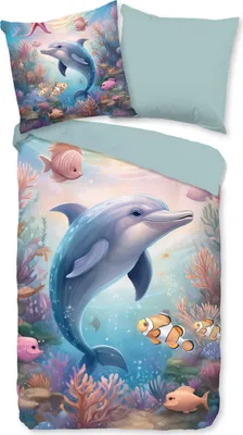 Produktbild von Duvet cover Good Morning 135x200 + 1* 80x80 cm - dolphin and fish