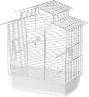 Produktbild von Duvo+ Vogelkäfig Iza 2, weiß, 51x30x52 cm, inkl. Futternapf, Trinknapf, 2 Sitzstangen und ausziehbarer Schublade