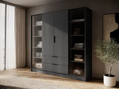 Obrázek produktu pro Kombinovaná šatní skříň 206 cm COSIMA - grafitová