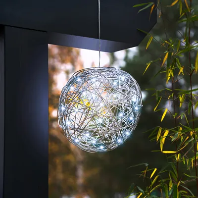 Produktbild von esotec Solar Deko-Drahtkugel ⌀ 25 cm kaltweiß mit 50 LEDs wetterfest IP44 102112