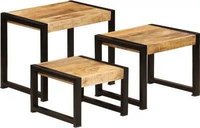 Produktbild von Satztische 3 Stk. Massivholz Mango