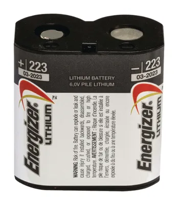A studio shot of an Energizer lithium battery.