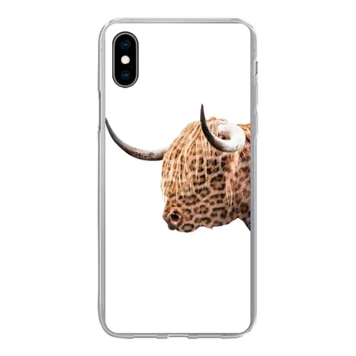 Produktbild von MuchoWow® Handyhülle Schutzhülle Hülle für iPhone Xs Schottischer Highlander - Panther - Weiß Silikon Softcase Handy Hülle - Handytasche