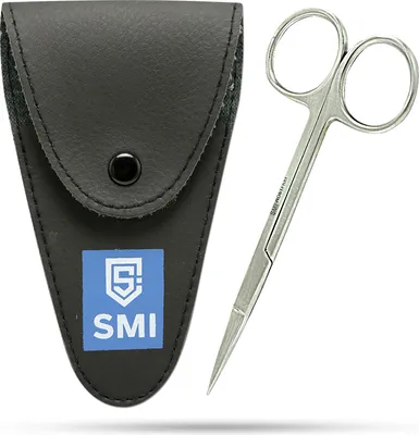 Produktbild von SMI -Bartschere für Männer -Schnurrbartschere -Augenbrauenschere - kleine Schere Für Gesichtshaare und Ohrhaare Edelstahl - Pflegeschere mit Etui