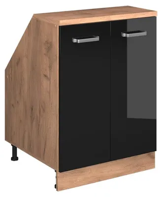 Zdjęcie produktu dla Szafa skosna Vicco Rion Czarny wysoki połysk 60 x 81.6 cm z 2 drzwiami, korpus szafy głębokość 60 cm, Model 60077