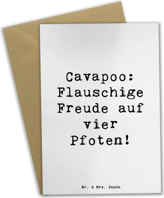 Produktbild von Mr. & Mrs. Panda neujahrskarte Spruch Cavapoo Flauschigkeit - Weiß - Geschenk, glückwunschkarten, Hunderassen Pflege, einladungskarten, hochzeitskarten, Hunderasse