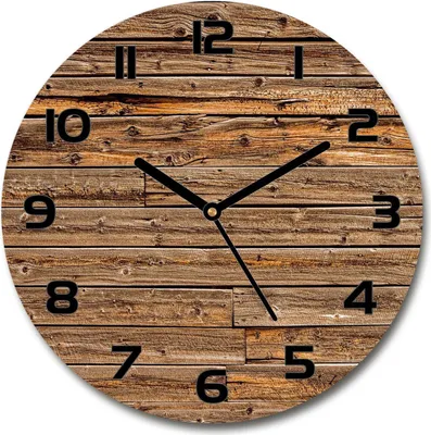 Produktbild von Wanduhr aus Glas 30fi Glasbild Glasuhr Gehärtetes Glas - schwarze-zeiger - Wooden wall