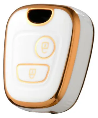 Image de Housse de protection en TPU pour clés à 2 boutons, de couleur blanche, compatible avec les marques Peugeot, Citroën et Toyota