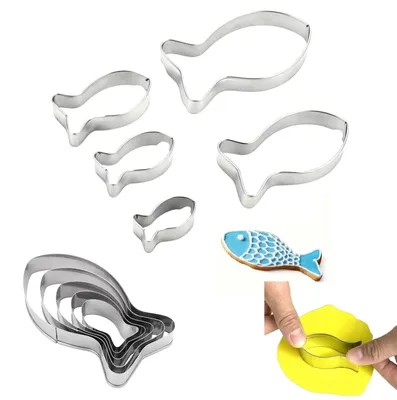 Produktbild von Fisch Ausstechformen - 5er Set aus Edelstahl - Für Plätzchen und Kuchen