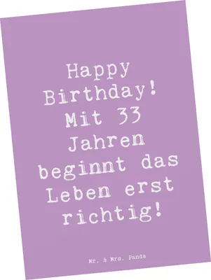 Produktbild von Mr. & Mrs. Panda bildkarte Spruch 33. Geburtstag - Lavendeltraum - Geschenk, Happy Birthday, Glückwunsch, liebevolle Dekoration, dekorative Poster, Grußkarte, Postkarte