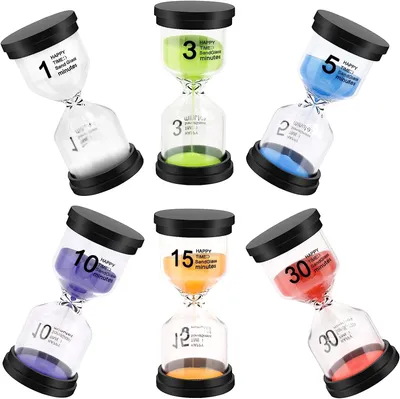 Produktbild von Buntes Sanduhren Set mit 6 Farben Sanduhren Set 1Min/ 3Min/5Min/10Min/15Min/ 30Minuten Dekoration Zeitmesser Timer Glas Timer Büro Dekoration ZAXER