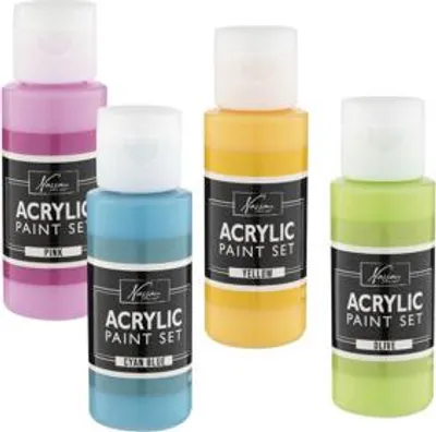 Image de Set de peinture acrylique complet 24 couleurs 59ml et 12 pinceaux set de peinture