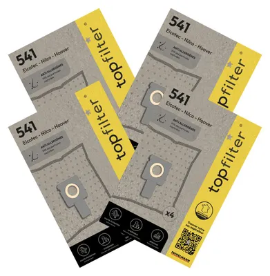 Image de Lot de 4 packs de 4 sacs aspirateur 64541 pour Hoover et Elcotec TopFilter Premium