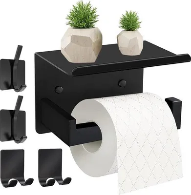 Produktbild von Edelstahl-Toilettenset, 5-teilig, selbstklebend, mit Ablage