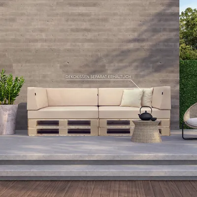 Produktbild von novely PINAU Outdoor UV++ Palettenkissen Palettenauflagen Set - A) Variante: Seitenkissen rechts (70x40x20 cm) | B) Farbe: 14 Beige