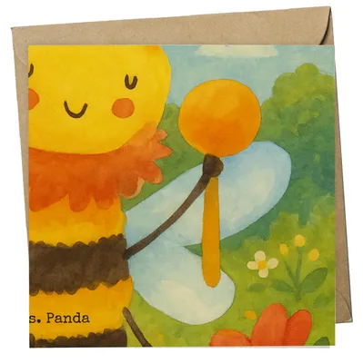 Produktbild von Mr. & Mrs. Panda doppelkarte Biene König Design - Weiß - Geschenk, Hummel, anlasskarte, faltkarte, Klappkarte, Grußkarte, Glückwunschkarte