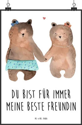 Produktbild von Mr. & Mrs. Panda Bild Bär Freundin DIN A3 - Weiß - Geschenk, Wandbild, Kunstdruck, Plakat, wanddeko, drucke, Beste Freund Liebe Liebesbeweis Verliebt Kumpel Kumpeliene