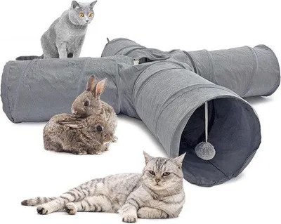 Obrázek produktu pro Ocelový tunel pro kočky, šedý, 120 x 25 cm, pro kočky a králíky