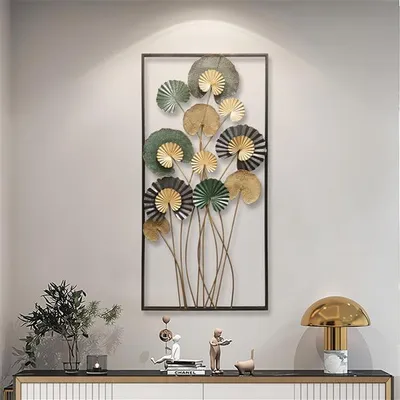 Produktbild von 3D Wandbild "Blätter" aus Metall in gold / anthrazit / gün, 60x125 cm, Wanddeko, Wandschmuck