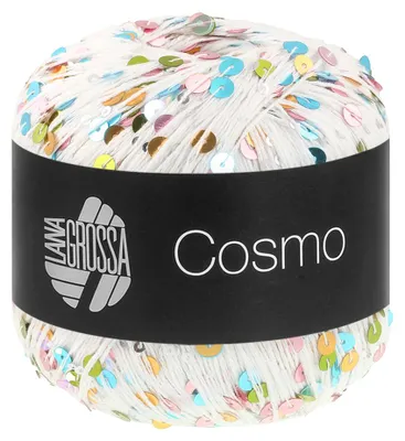 Produktbild von Lana Grossa COSMO 100 g Beilaufgarn aus Baumwolle mit Pailletten 260 m Farbe 038 - Creme / Pailletten bunt