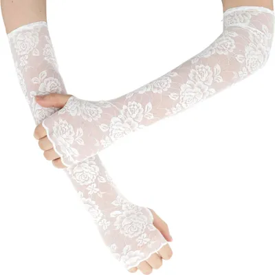 Produktbild von 1 Paar Elastische Armschützer für Männer & Frauen, UV-Schutz Armschützer mit Daumenloch für Fußball Golf Volleyball Tattoo-Abdeckung, Weiß