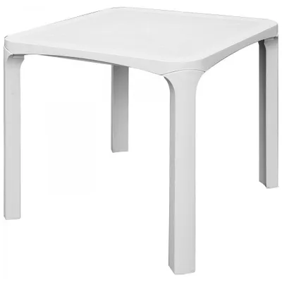 Image de lot de 14 tables hautes carrées Grand Soleil Olè en poly rotin 80x80 cm - Blanc