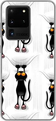 Produktbild von MuchoWow® Handyhülle Schutzhülle Hülle für Telefoonhoesje Samsung Galaxy S20 Ultra Muster - Katze - Schwarz - Jungen - Mädchen - Kinder - Kinder Silikon Softcase Handy Hülle - Karteninhaber