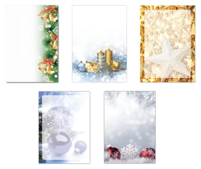 Produktbild von 5 x 10 Blatt Motivpapier Briefpapier Mix DIN A4 Weihnachtskugeln Sterne Kristalle (Weihnachten-5230)