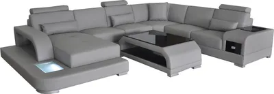 Image de Ensemble de salon comprenant un canapé d'angle design, une banquette et une table. Modèle G8013. Style moderne. Configuration en forme de U