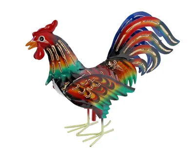 Produktbild von Deko Metall Hahn Figur Huhn Teelichthalter Vogel Objekt Windlicht Skulptur